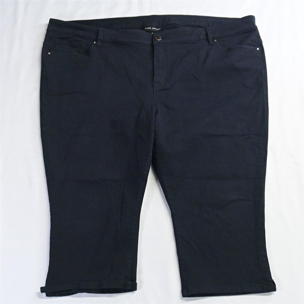 Lane Bryant 26 Slim Cropped Plus Black Stretch Denim Womens Jeans‎